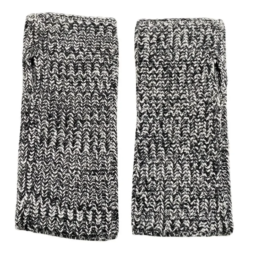 Rebecca Minkoff Black White Knit Fingerless Gloves Arm Warmers